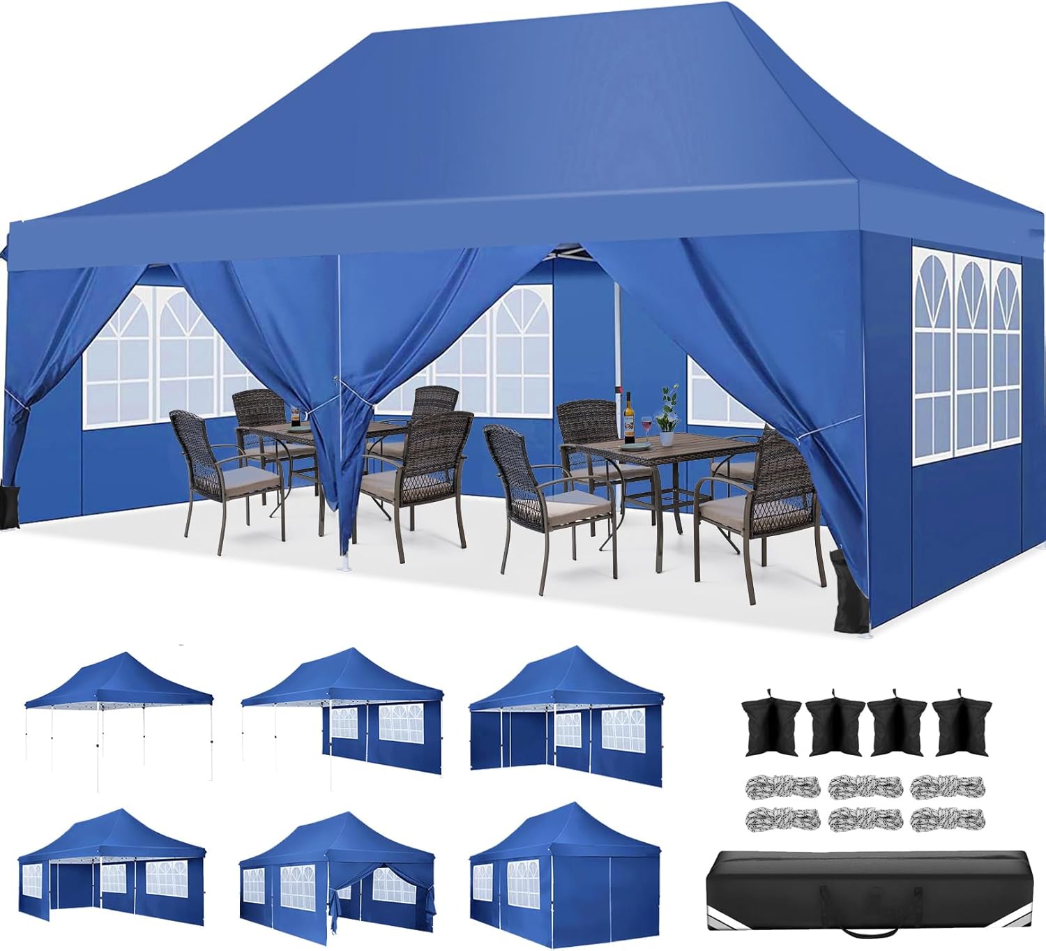 SANOPY 10'x20' Ez Pop up Canopy Party Tent with 6 Sidewalls, Waterproo