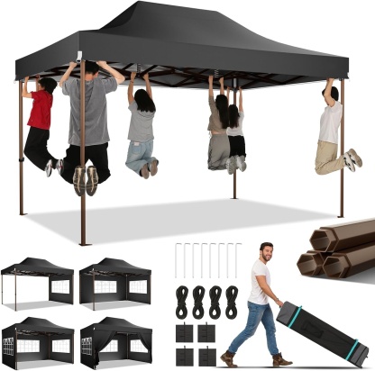 SANOPY Heavy Duty 10'x 30' Pop up Canopy, Commercial Canopy, Waterproof Outdoor Party Tent, Instant Wedding Canopy with 8 Removable Sidewalls, Carrying Bag, 147Ibs, White