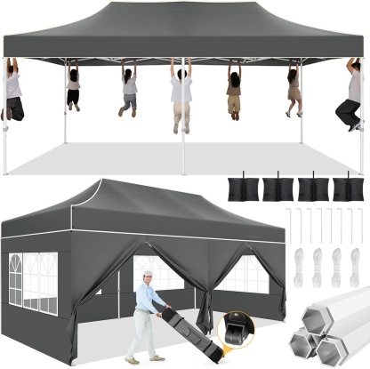 SANOPY Heavy Duty 10'x 30' Pop up Canopy, Commercial Canopy, Waterproof Outdoor Party Tent, Instant Wedding Canopy with 8 Removable Sidewalls, Carrying Bag, 147Ibs, White