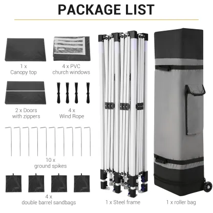 SANOPY 10' x 20' Pop up Canopy Party Tent with 6 Removable Sidewalls, Wave Eave Outdoor Waterproof Patio Gazebo Tent with Carry Bag, Backyards Camping Picnics, Black