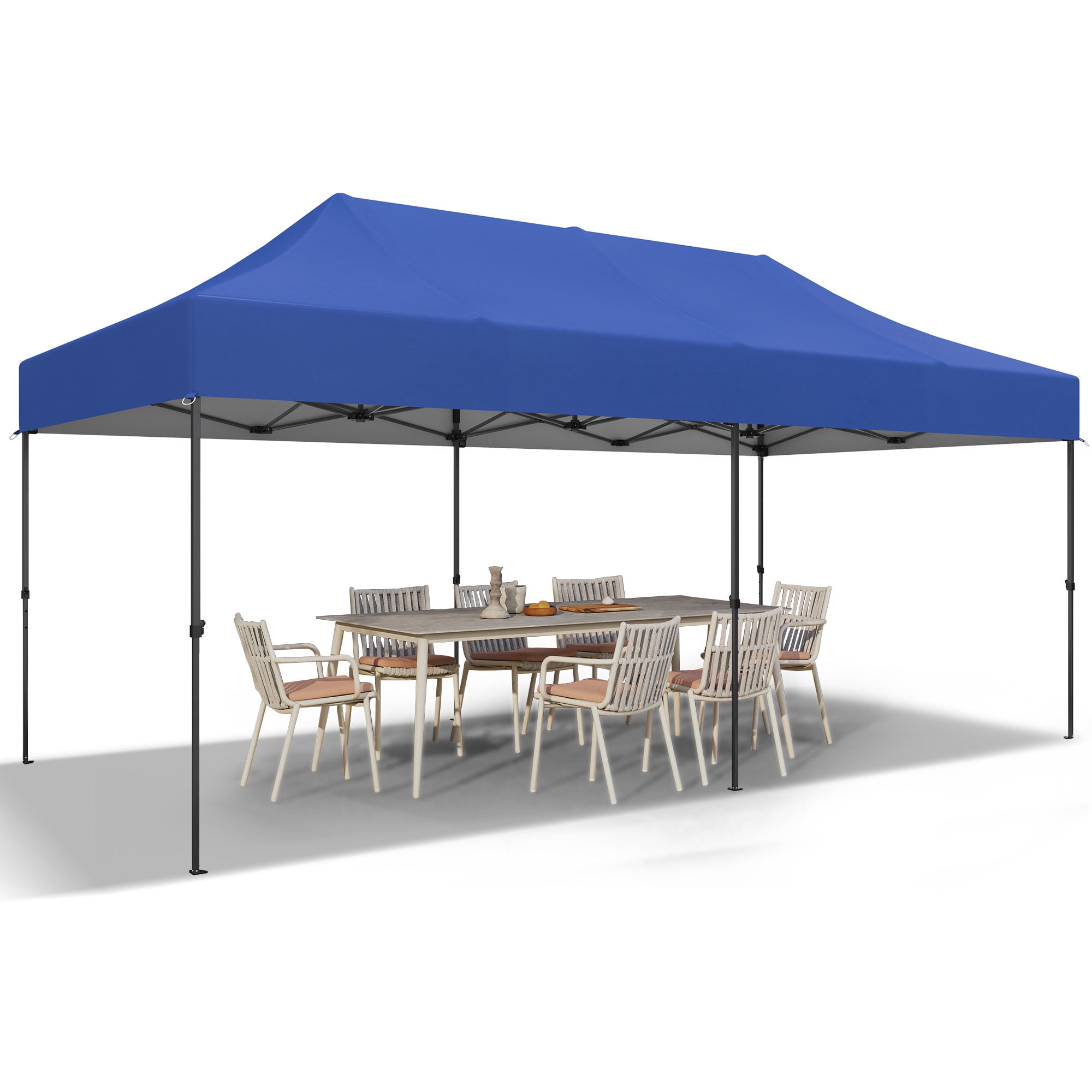 Outdoor Basic 10' x 20' Pop up Canopy Tent, Instant Heavy Duty Gazebo Tent with Wheeled Bag for Party Commercial Activity,Blue