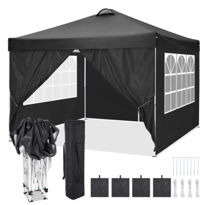 HOTEEL 10x10ft Popup Canopy Waterproof Canopy with 4 Sidewalls Outdoor Commercial Instant Shelter Beach Camping Canopy Tent for Party