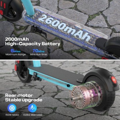 SANOPY 150W Electric Scooter for Kids, 3 Speeds Adjustable, Max Load 132lbs, LED Visible Display for Kids Ages 6-14,Ideal Gifts for Kids