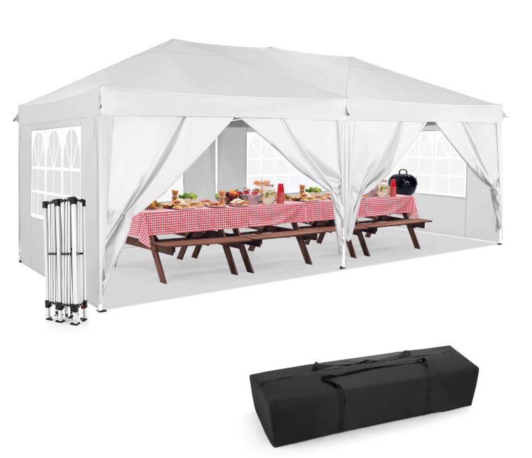 HOTEEL 10x10ft Popup Canopy Waterproof Canopy with 4 Sidewalls Outdoor Commercial Instant Shelter Beach Camping Canopy Tent for Party