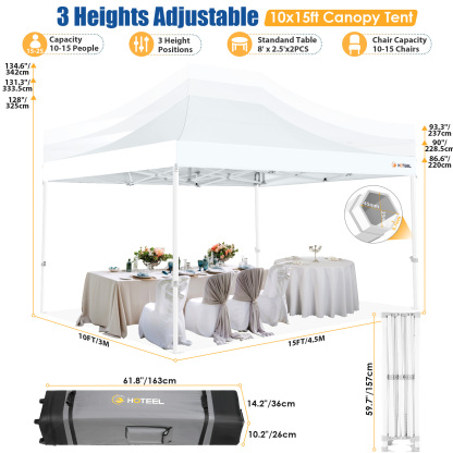 SANOPY 10x15 Pop Up Canopy Tent Heavy Duty with 4 Sidewalls Tents for Parties Outdoor Canopy Event Tent Wedding with Roller Bag, UV 50+ & Upgraded No Water, Thick Hexagonal Legs, White