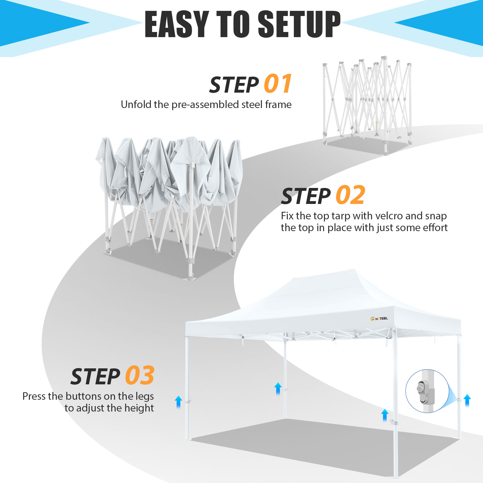 SANOPY 10' x 15' Heavy Duty Pop up Canopy, Instant Commercial Tent for Party with White Upgraded Hexagonal Bracket, Portable Gazebo with 4 Sangbags, Roller Bag, White