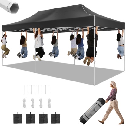 SANOPY 10' x 15' Heavy Duty Pop up Canopy, Instant Commercial Tent for Party with White Upgraded Hexagonal Bracket, Portable Gazebo with 4 Sangbags, Roller Bag, White