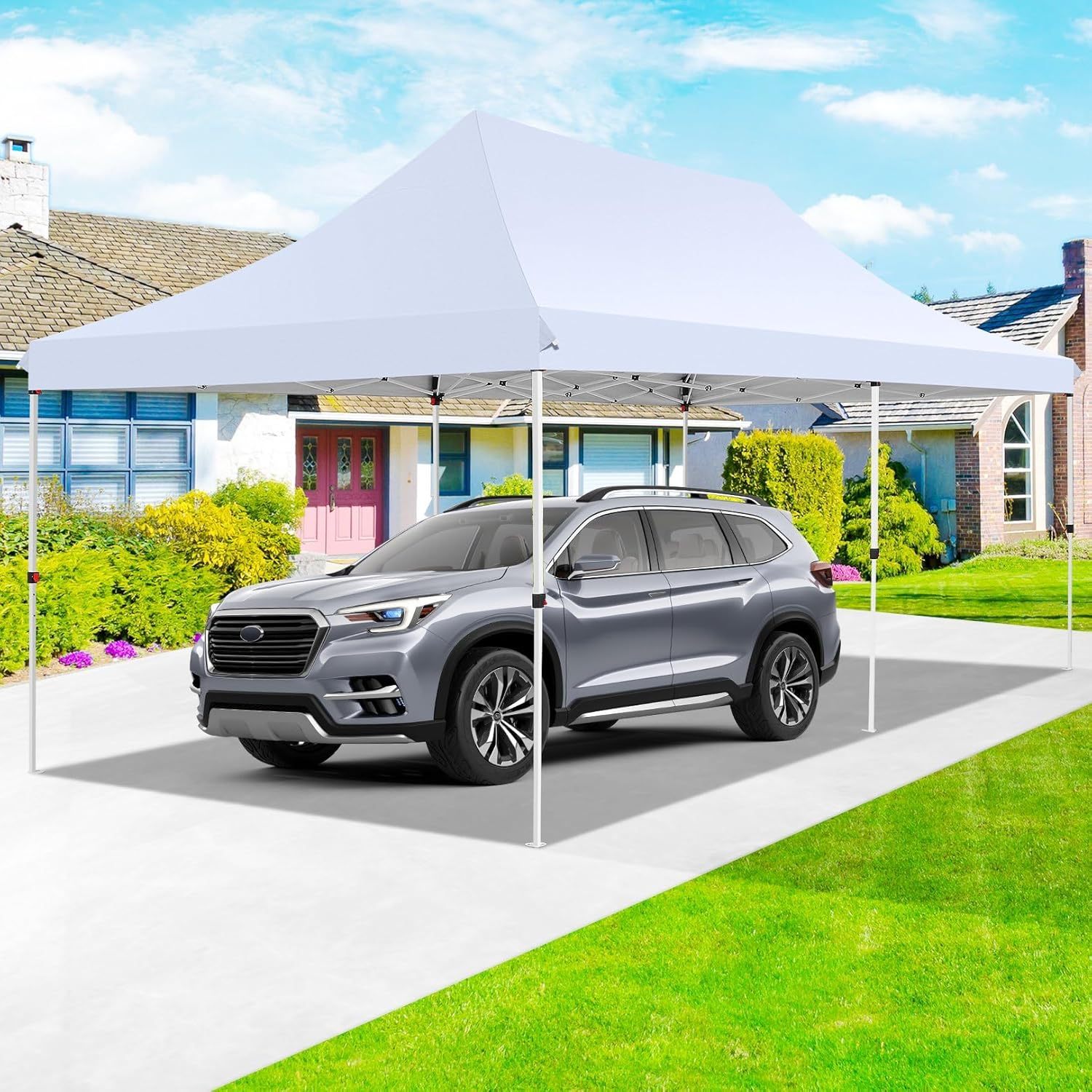 SANOPY 10' x 20' EZ Pop up Canopy Party Tent, Outdoor Event Instant Gazebo with 6 Removable Sidewalls for Camping Wedding Picnic, White
