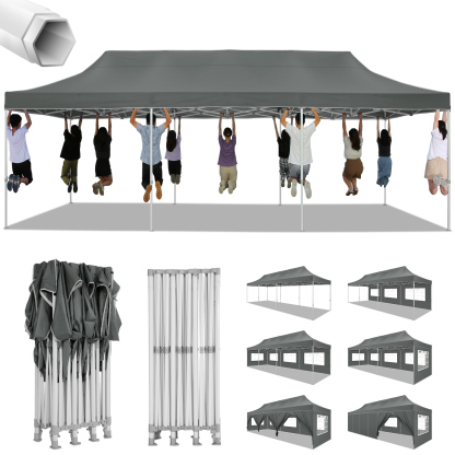 SANOPY 10x10 Heavy Duty Pop Up Canopy Tent with 4 Sidewalls, Commercial Instant Waterproof Canopy Tent, UV 50+ with Silver Coated, Upgraded Thickened Hexagonal Legs, White