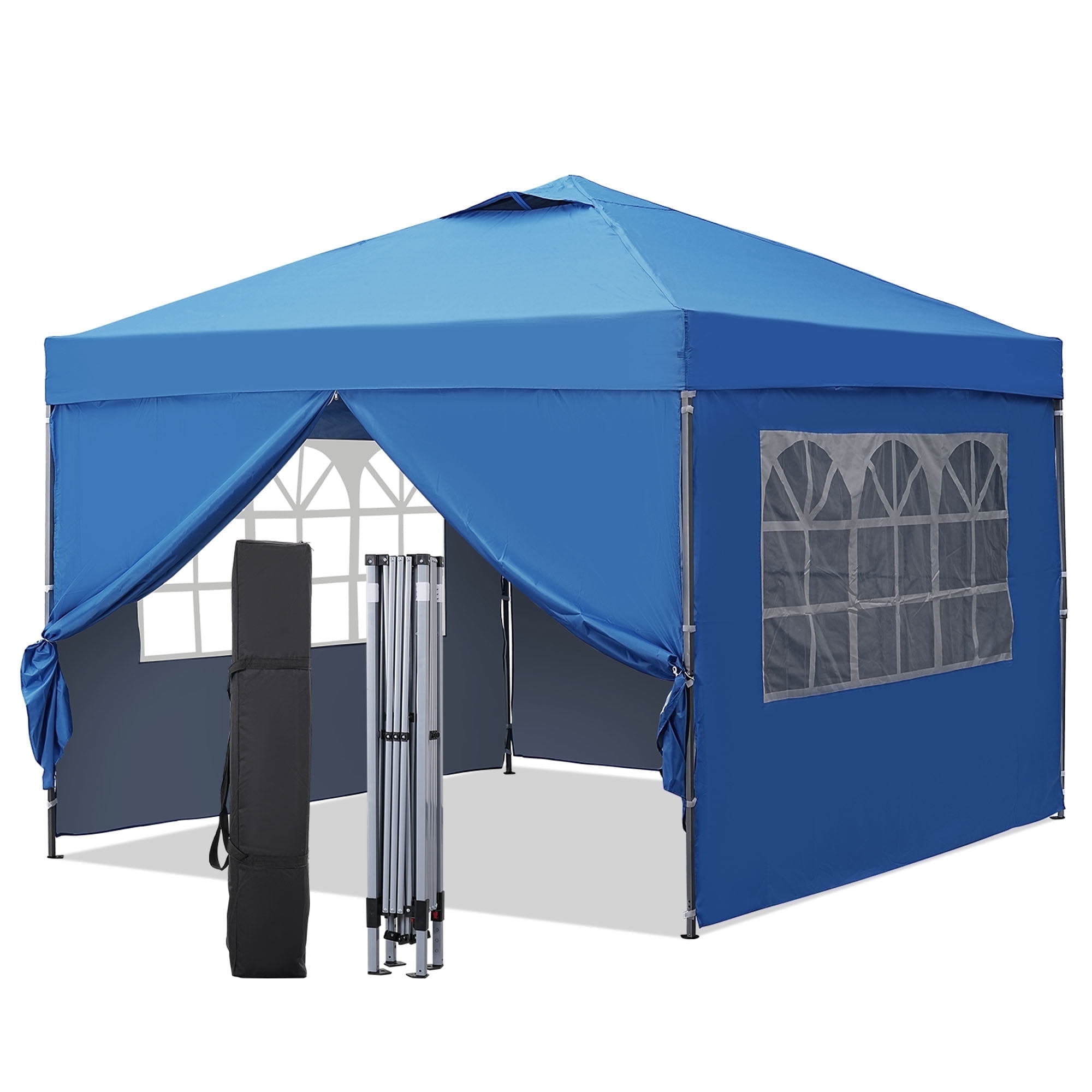 Outdoor Basic 10'x 10'Pop up Canopy Tent,Instant Canopies,Shade Tents with Sidewalls,Blue.