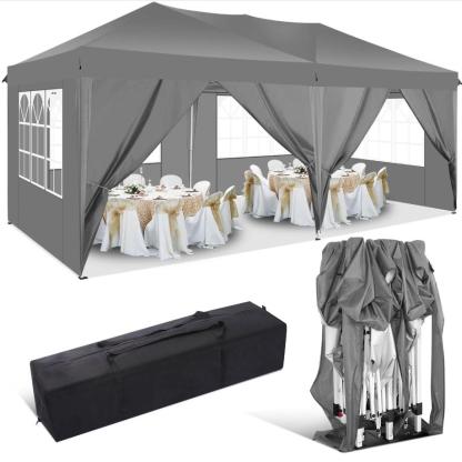 HOTEEL 10x20 Pop up Canopy Tent, Protable Canopy Tent with 6 Sidewalls Waterproof Commercial Pop up Tent for Parties, Wedding, Camping, Courtyard with Carry Bag,White