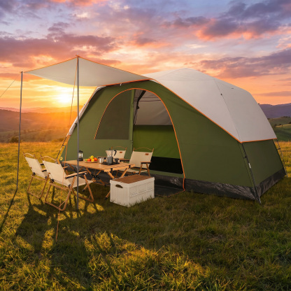 HOTEEL Tents for Camping, 8-12 Person Fmaily Camping Tent with Screen Porch, Waterproof Outdoor Tent with Removable Rainfly & Mesh Window for Camping Backpacking Hiking