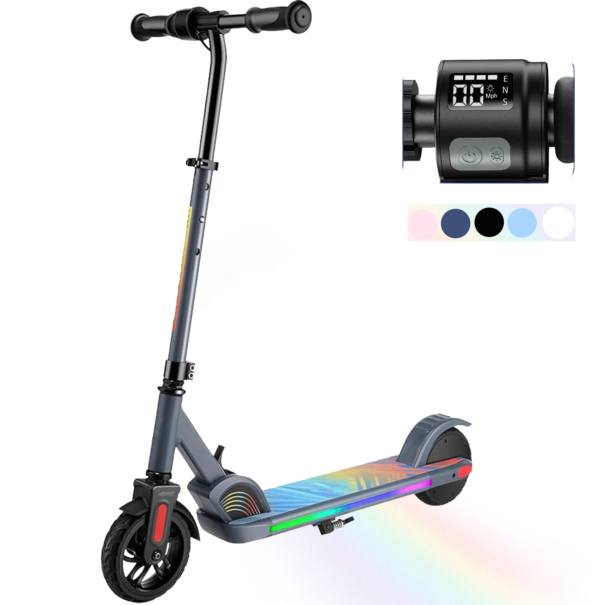 SANOPY Electric Scooter for Kids Ages 6-14 with Dynamic Lights, LED Display, 8 MPH, 80 mins Ride Time, Adjustable Handlebar Height, Lightweight Kids Electric Kick Scooter, Black