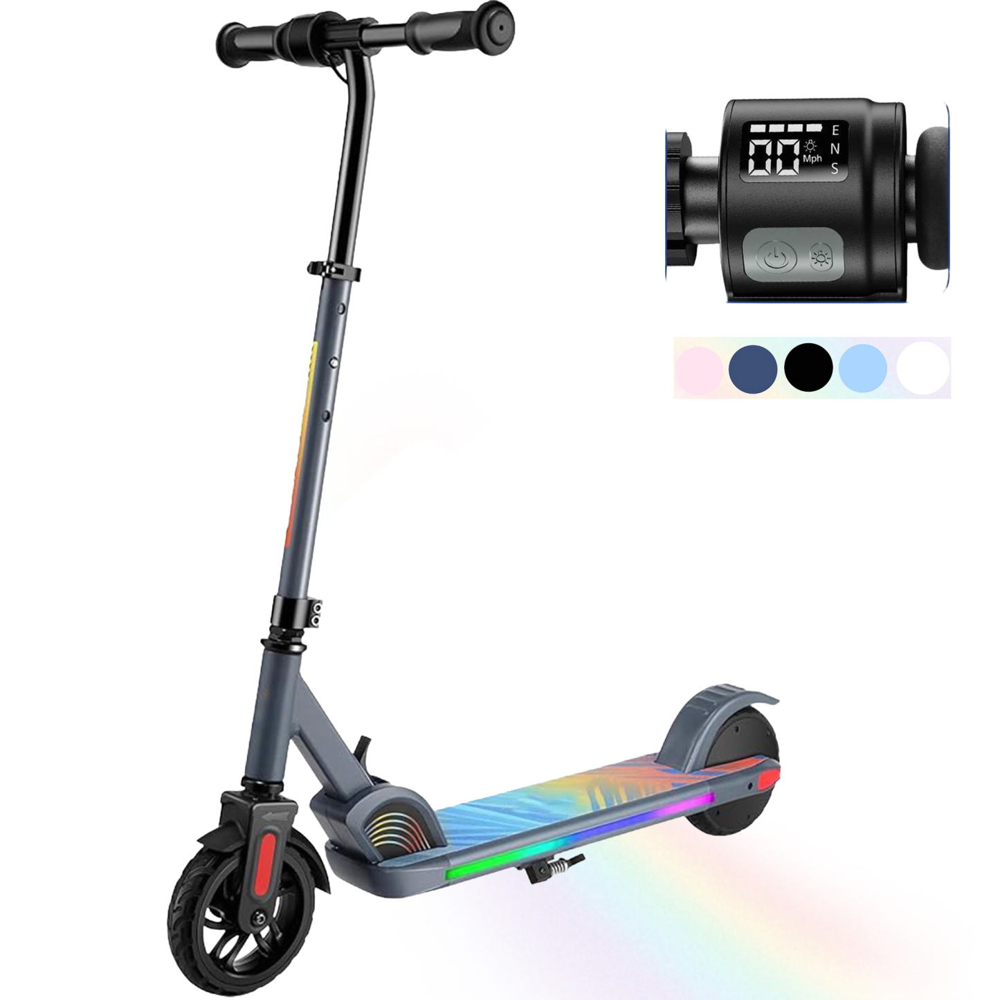 SANOPY Electric Scooter for Kids Ages 6-14 with Dynamic Lights, LED Display, 8 MPH, 80 mins Ride Time, Adjustable Handlebar Height, Lightweight Kids Electric Kick Scooter, Black