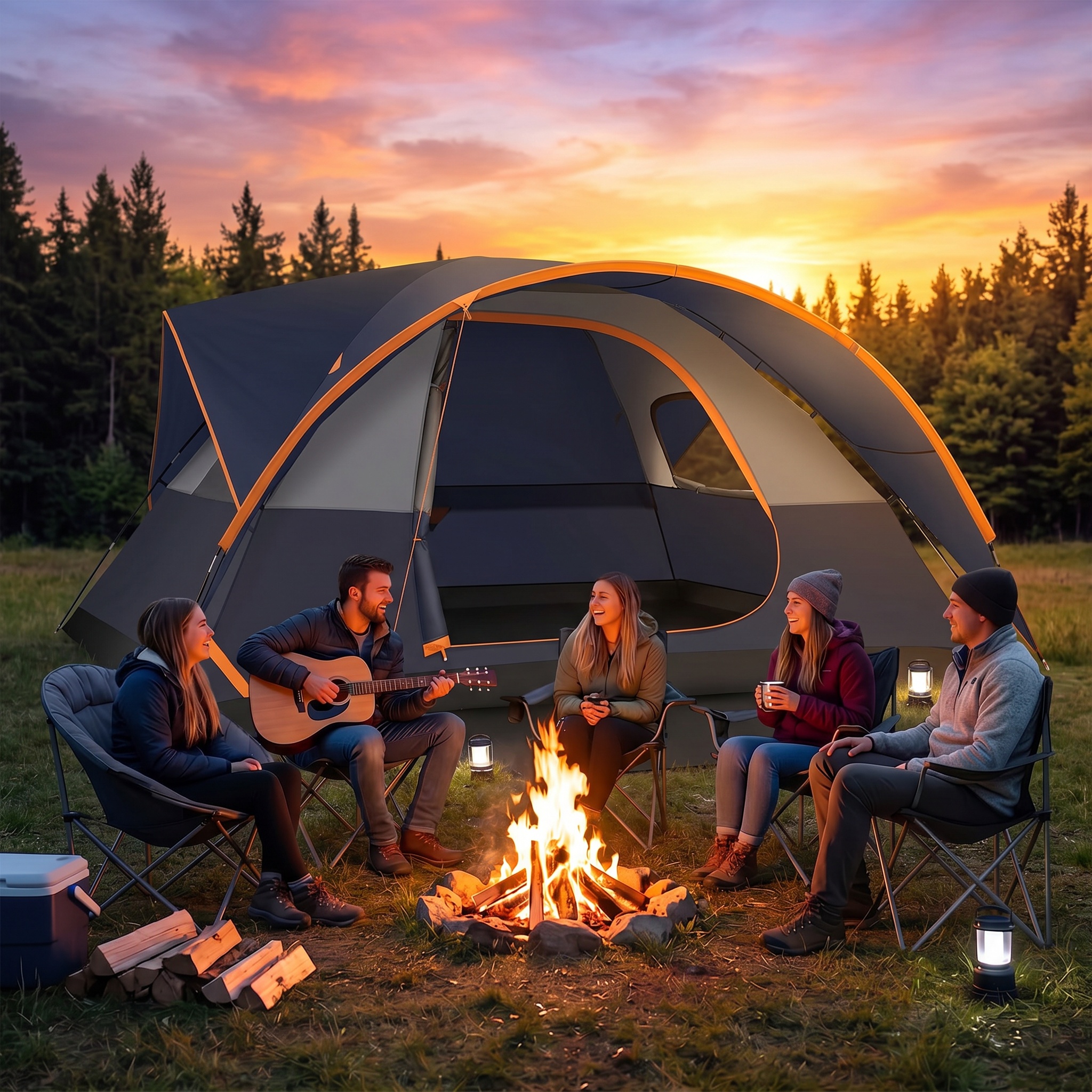 HOTEEL Tents for Camping, 8-12 Person Fmaily Camping Tent with Screen Porch, Waterproof Outdoor Tent with Removable Rainfly & Mesh Window for Camping Backpacking Hiking