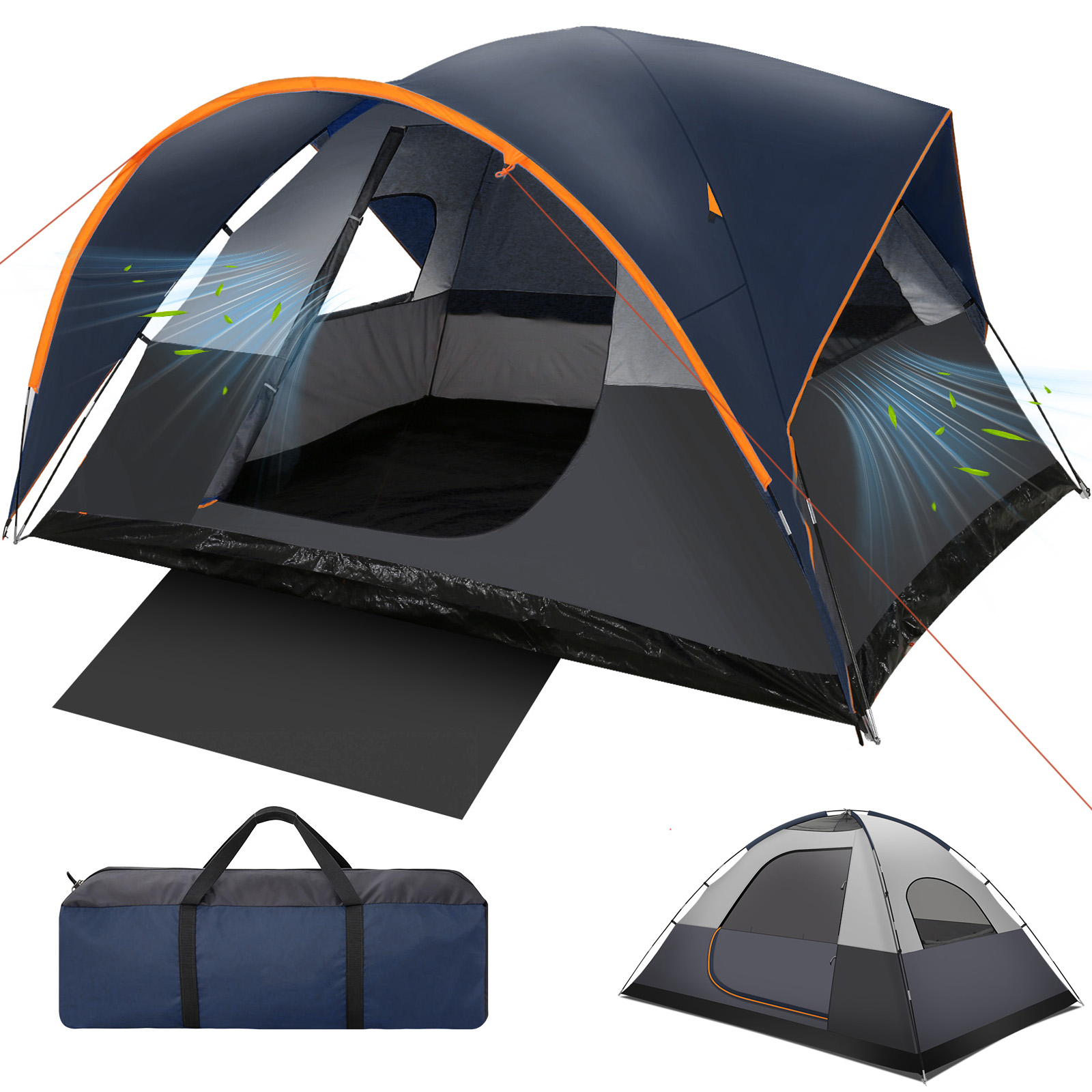 HOTEEL 4-6 Person Tent for Camping, Easy Setup Camping Tent with Rainfly & Screen Windows for Camping/Traveling/Family Gathering/Hiking/Beach