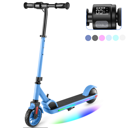 SANOPY Electric Scooter for Kids Ages 6-14, Adjustable Speed & Height, Colorful Lights, LED Display, 150W Motor, up to 10 mph, 80 Mins Ride Time, Pink