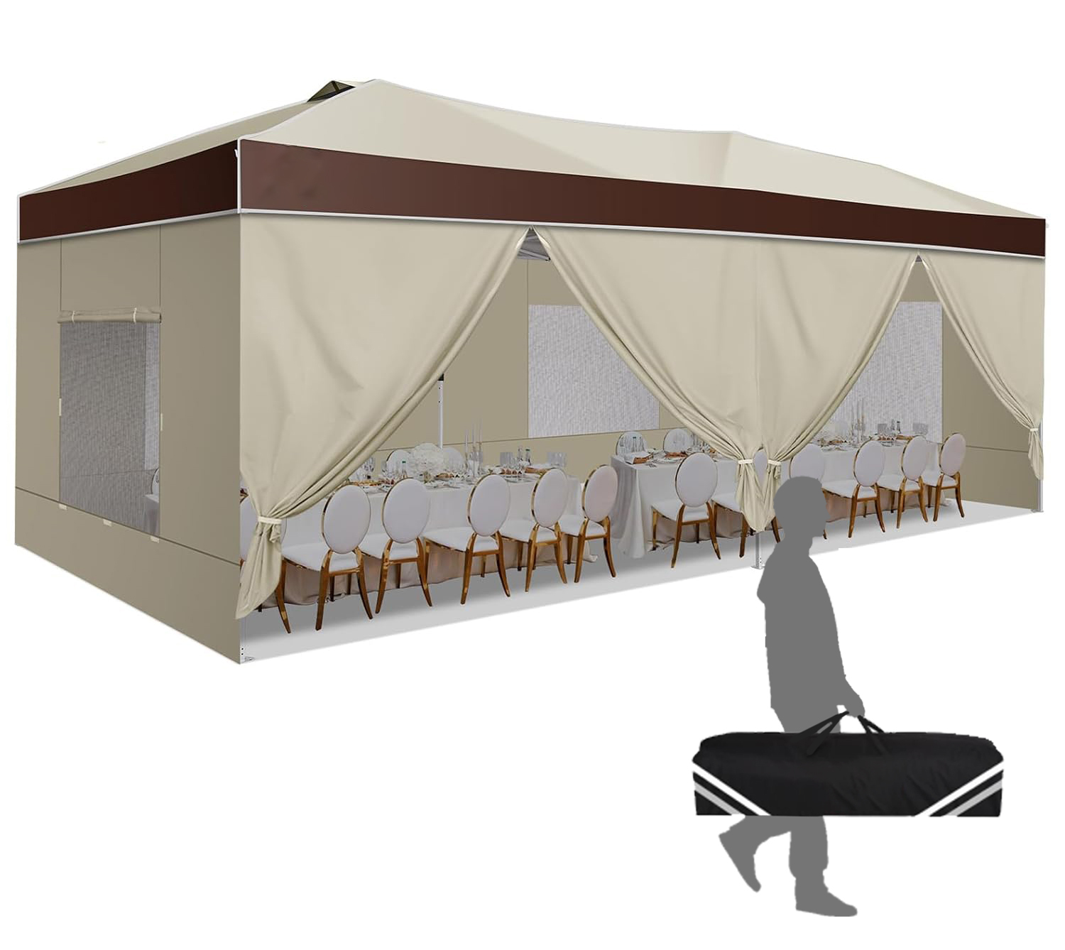 HOTEEL Canopy 10x10 Pop up Canopy Tent with 4 Sidewalls, Outdoor Pop up Gazebo for Parties Sun Shade Party Commercial Canopy with Air Vent & One Push Central Button, Dark Gray
