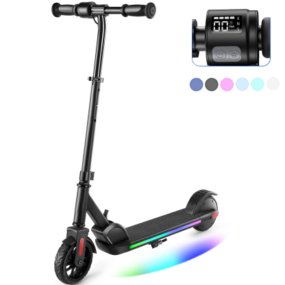 SANOPY Electric Scooter for Kids Ages 6-14, Adjustable Speed & Height, Colorful Lights, LED Display, 150W Motor, up to 10 mph, 80 Mins Ride Time, Pink