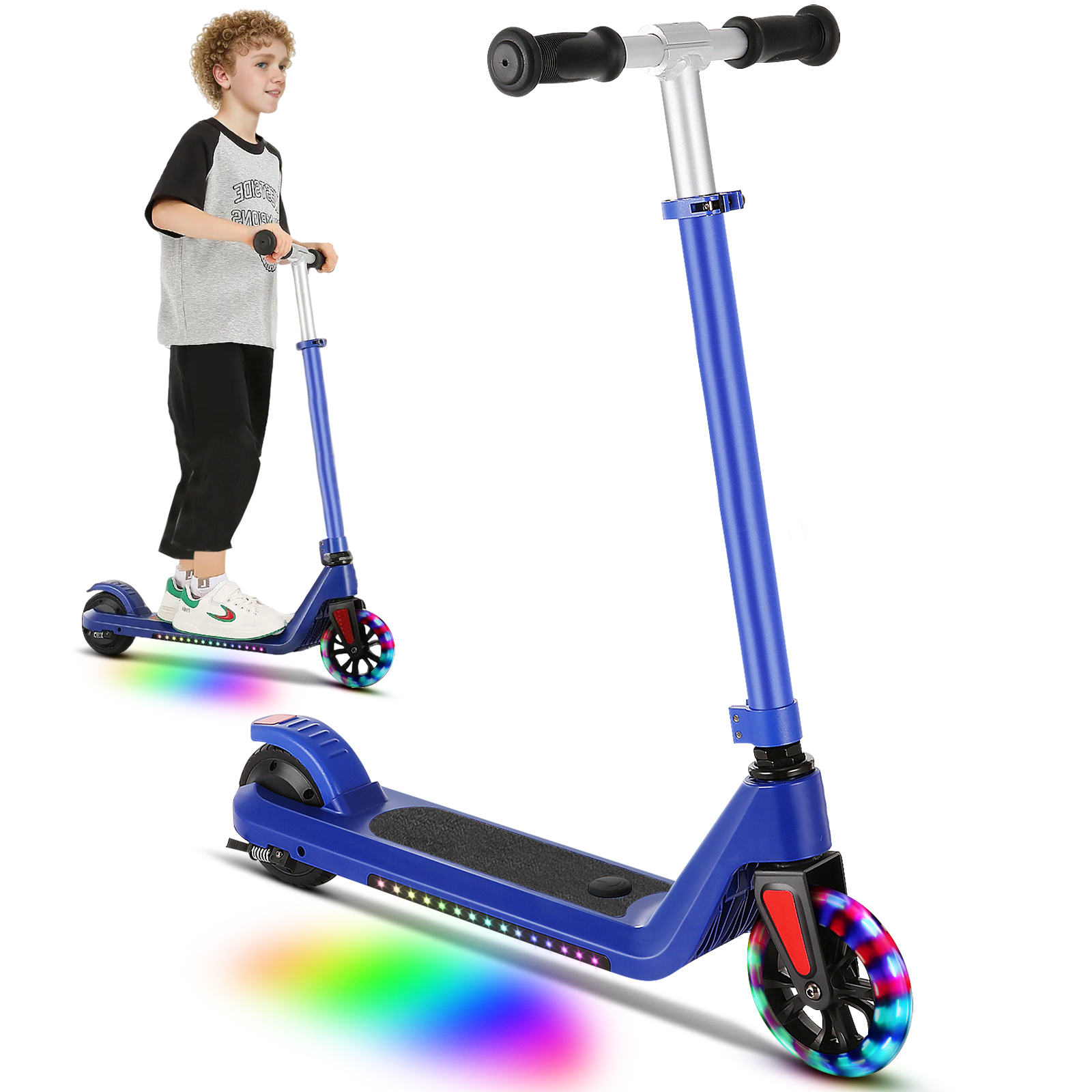 SANOPY Electric Scooter for Kids Ages 6-14 with Dynamic Lights, LED Display, 8 MPH, 80 mins Ride Time, Adjustable Handlebar Height, Lightweight Kids Electric Kick Scooter, Black