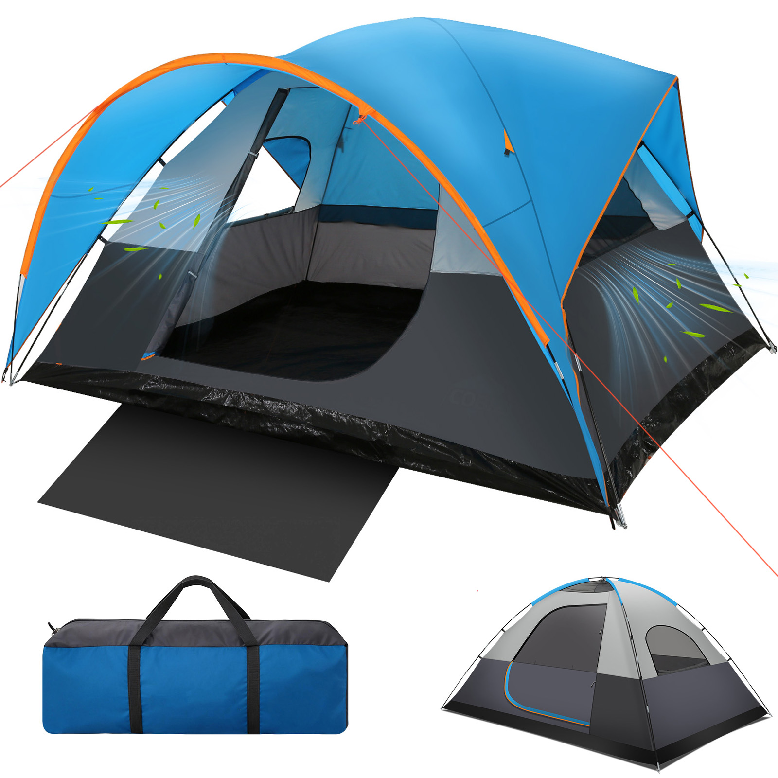HOTEEL 4-6 Person Tent for Camping, Easy Setup Camping Tent with Rainfly & Screen Windows for Camping/Traveling/Family Gathering/Hiking/Beach