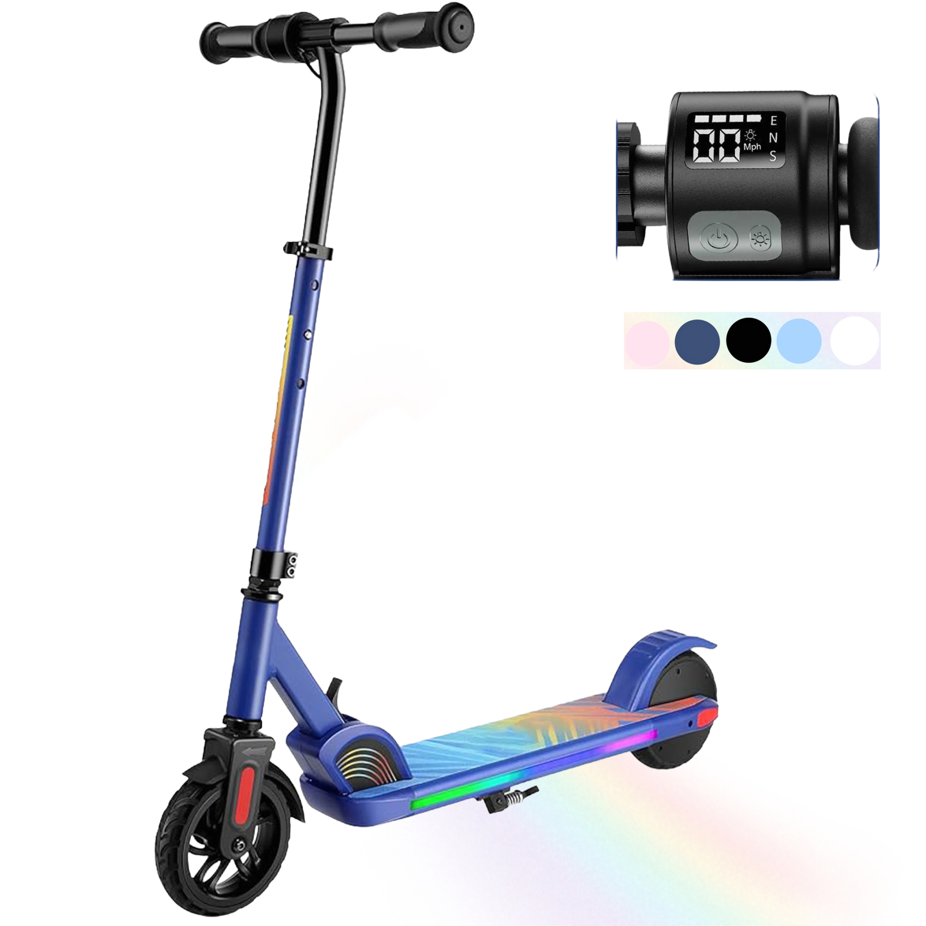SANOPY Electric Scooter for Kids Ages 6-14 with Dynamic Lights, LED Display, 8 MPH, 80 mins Ride Time, Adjustable Handlebar Height, Lightweight Kids Electric Kick Scooter, Black