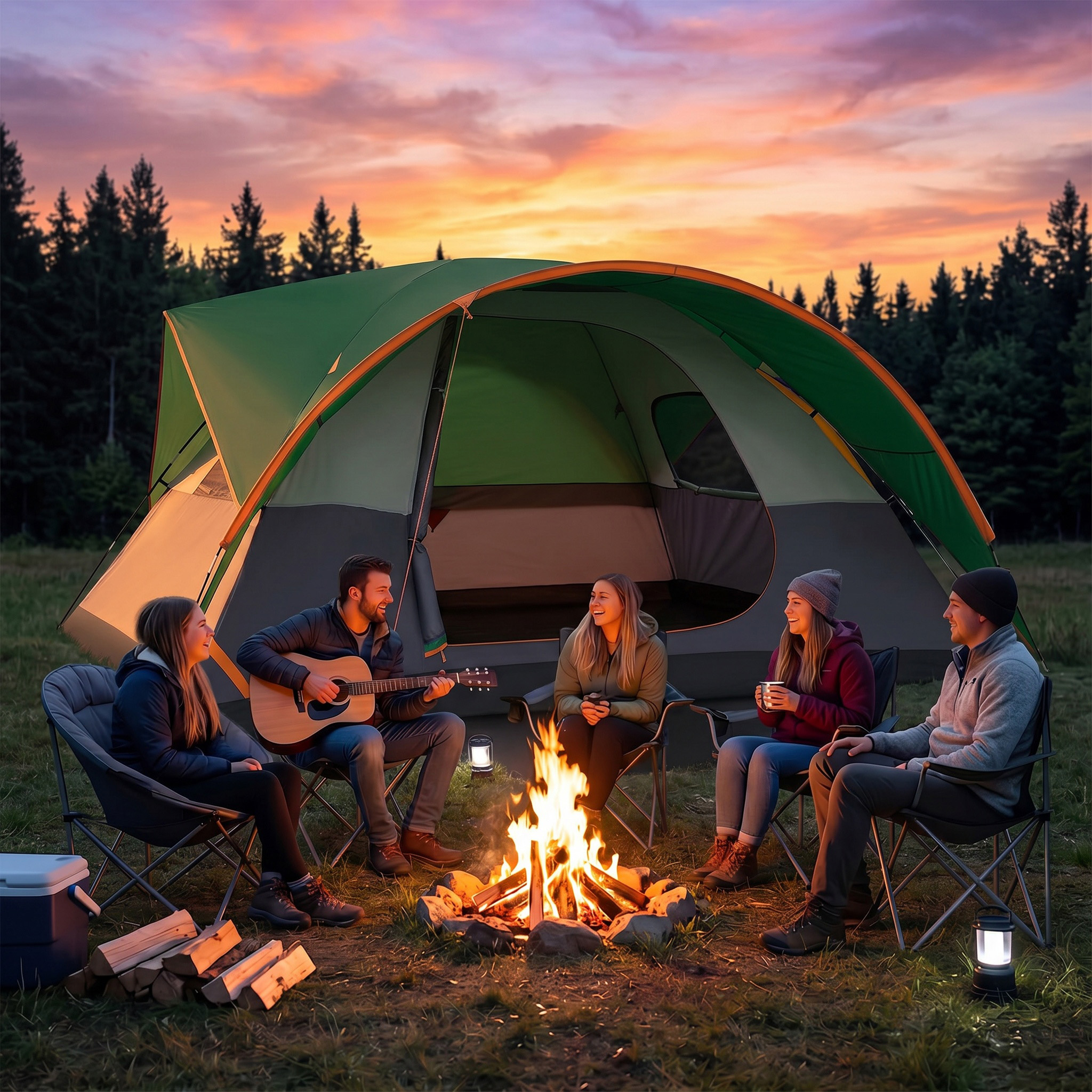 HOTEEL Tents for Camping, 8-12 Person Fmaily Camping Tent with Screen Porch, Waterproof Outdoor Tent with Removable Rainfly & Mesh Window for Camping Backpacking Hiking