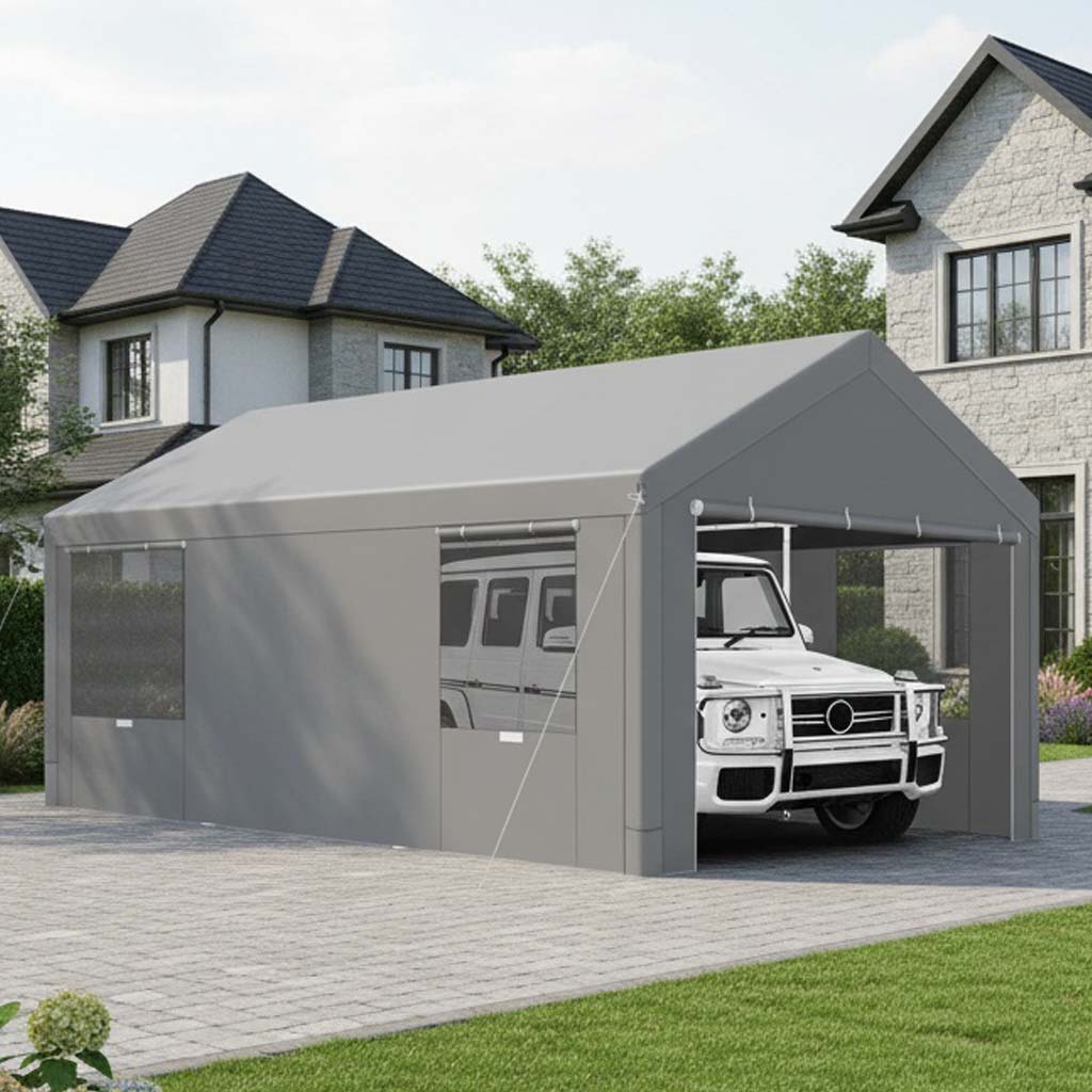 Hoteel Large Heavy Duty Carport with Steel Frame, Portable Garage Carport Wedding Tent Gazebo Big Tents Shelter with Waterproof Top Cover, All-Season Tarp