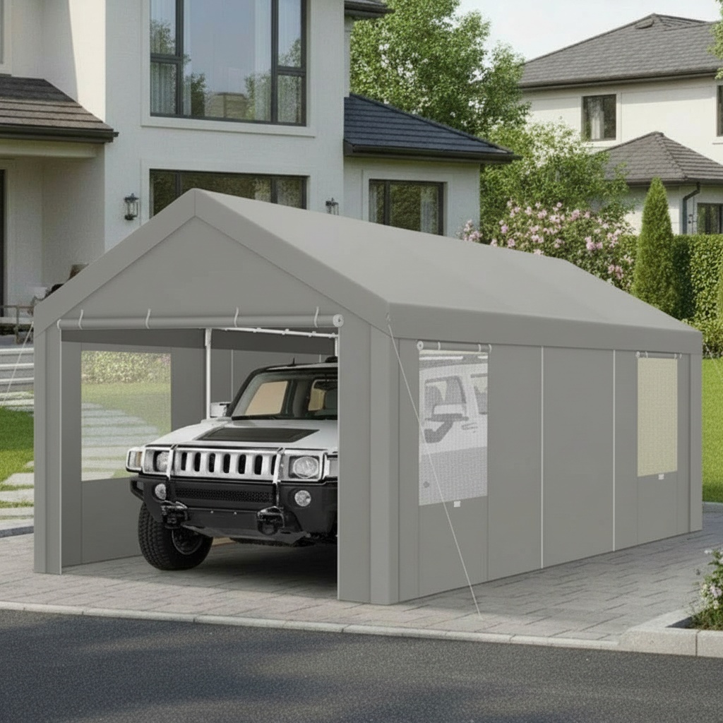 Hoteel Large Heavy Duty Carport with Steel Frame, Portable Garage Carport Wedding Tent Gazebo Big Tents Shelter with Waterproof Top Cover, All-Season Tarp