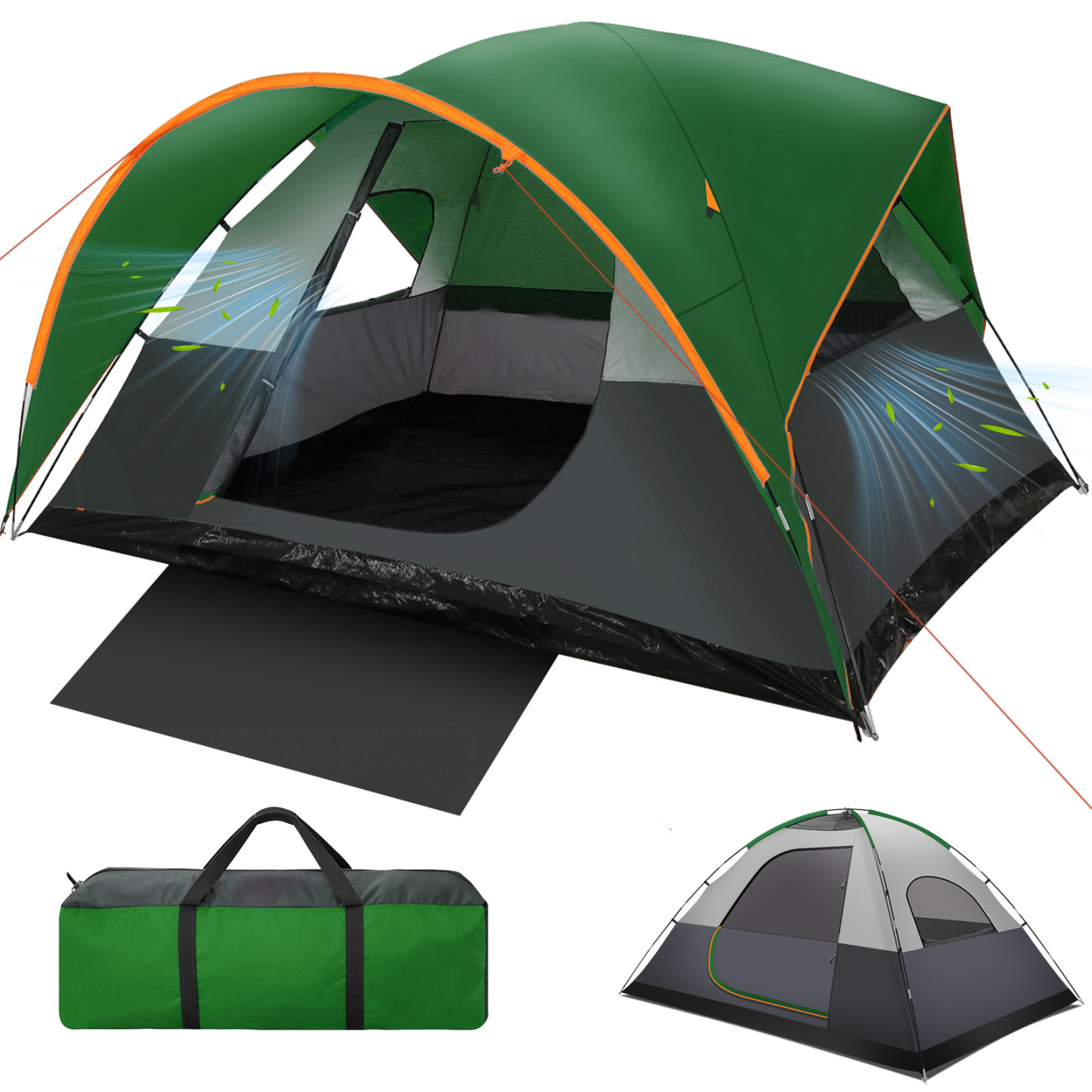 HOTEEL 4-6 Person Tent for Camping, Easy Setup Camping Tent with Rainfly & Screen Windows for Camping/Traveling/Family Gathering/Hiking/Beach