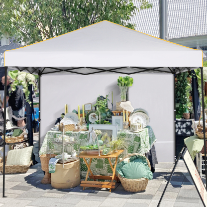 SANOPY 10' x 10' Pop up Canopy Tent with 4 Removable Sidewalls, Outdoor Patio Gazebo Tent with Handbag for Camping, Silver White