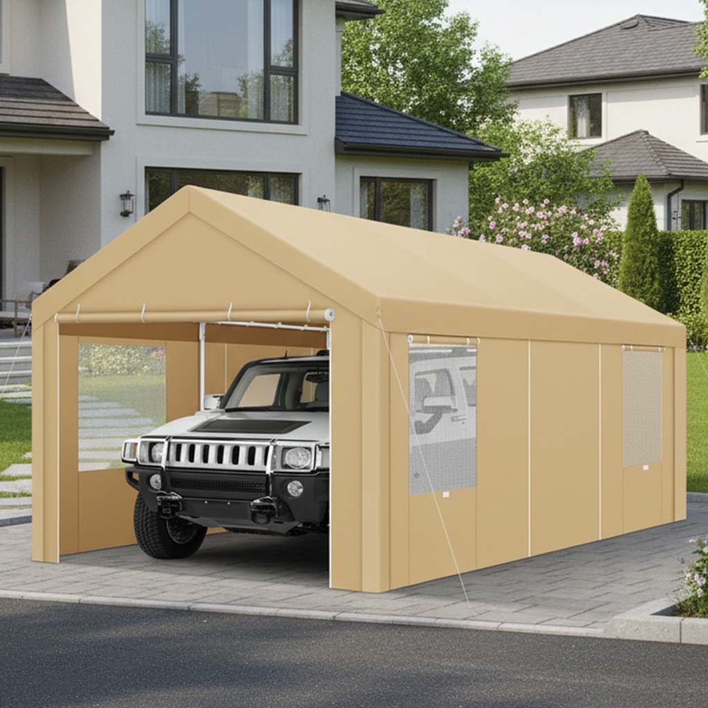 Hoteel Large Heavy Duty Carport with Steel Frame, Portable Garage Carport Wedding Tent Gazebo Big Tents Shelter with Waterproof Top Cover, All-Season Tarp