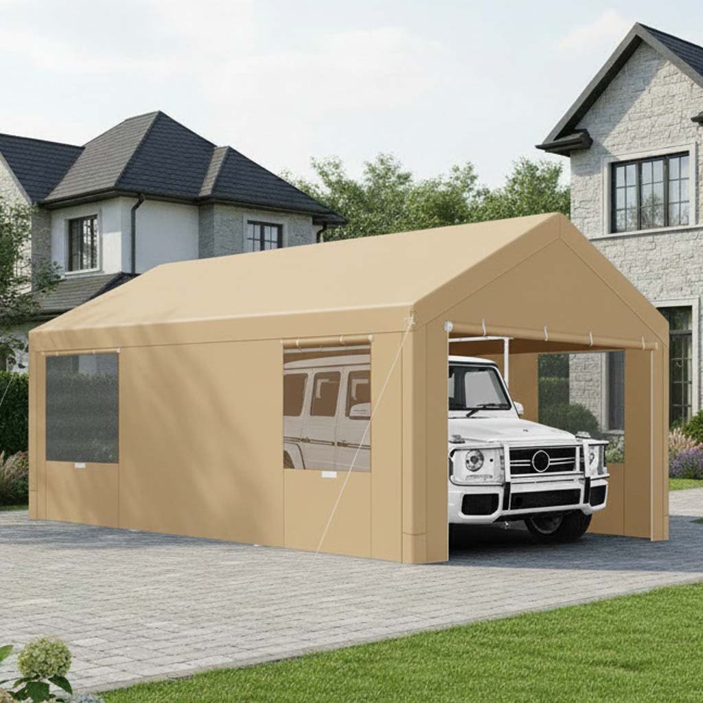 Hoteel Large Heavy Duty Carport with Steel Frame, Portable Garage Carport Wedding Tent Gazebo Big Tents Shelter with Waterproof Top Cover, All-Season Tarp
