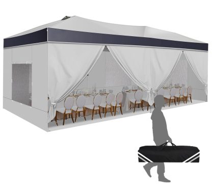 HOTEEL Canopy 10x10 Pop up Canopy Tent with 4 Sidewalls, Outdoor Pop up Gazebo for Parties Sun Shade Party Commercial Canopy with Air Vent & One Push Central Button, Dark Gray