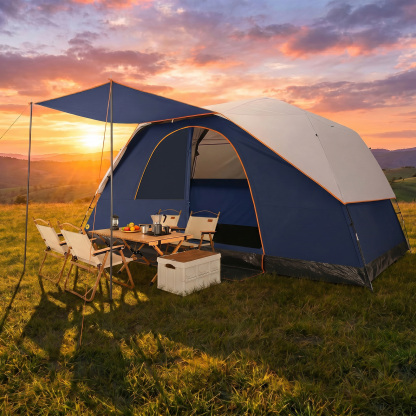 HOTEEL Tents for Camping, 8-12 Person Fmaily Camping Tent with Screen Porch, Waterproof Outdoor Tent with Removable Rainfly & Mesh Window for Camping Backpacking Hiking