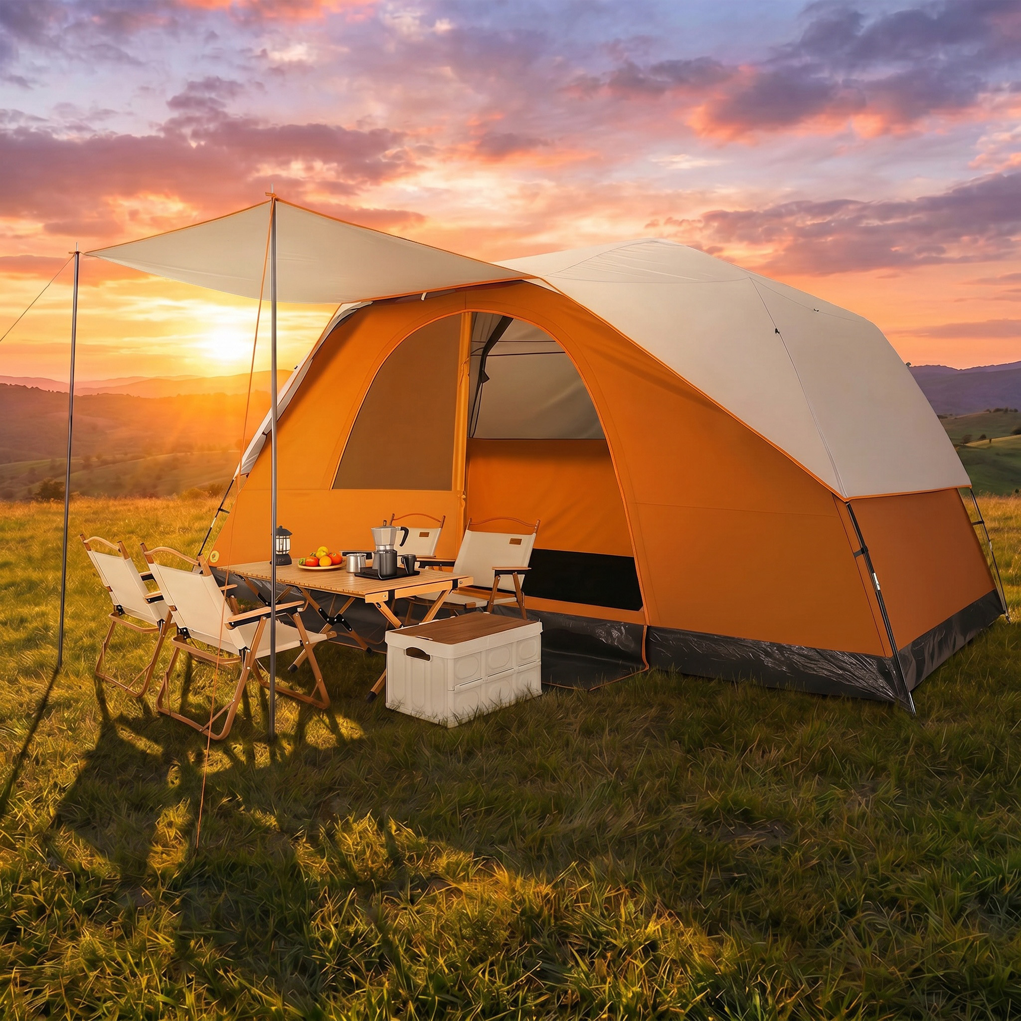 HOTEEL Tents for Camping, 8-12 Person Fmaily Camping Tent with Screen Porch, Waterproof Outdoor Tent with Removable Rainfly & Mesh Window for Camping Backpacking Hiking