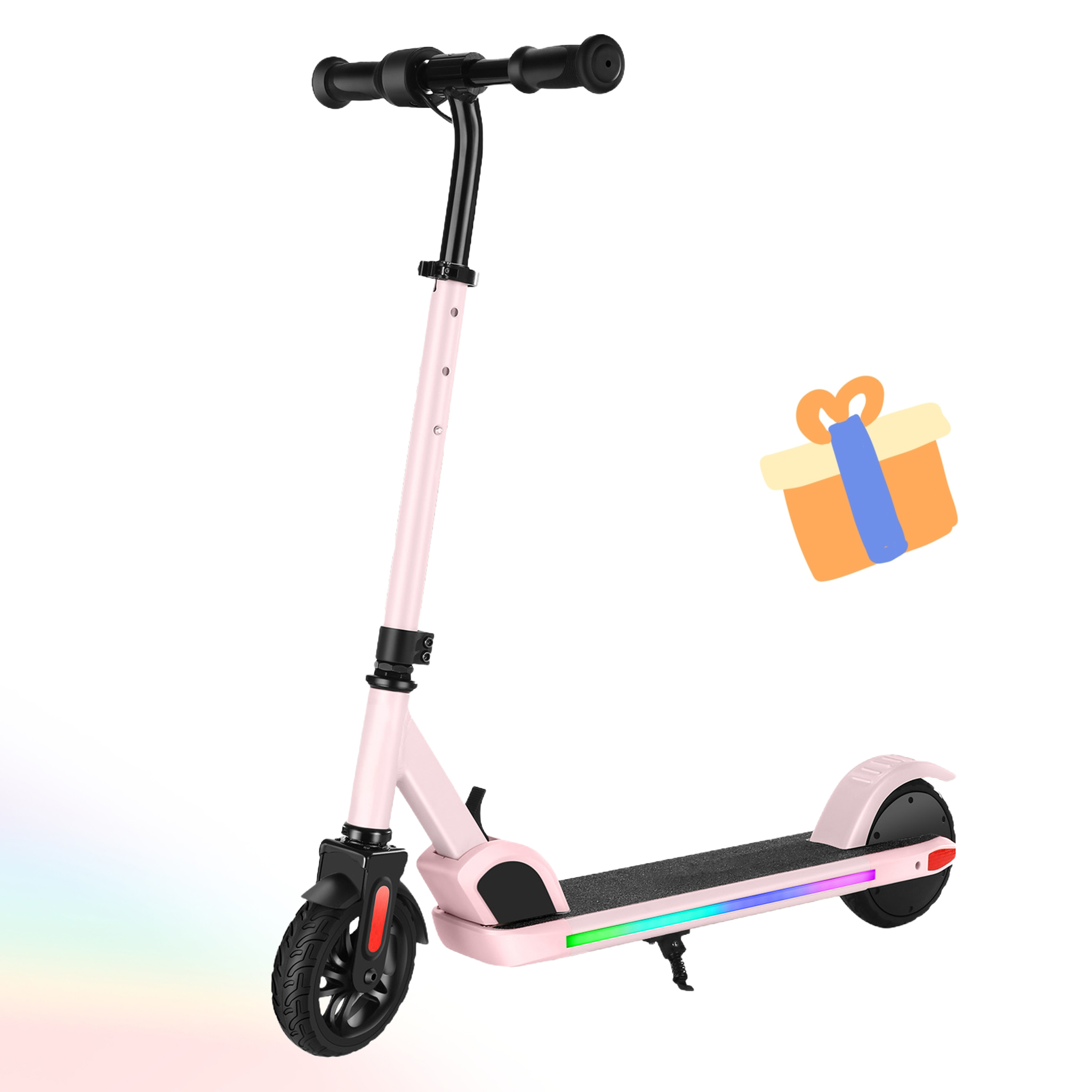 SANOPY Electric Scooter for Kids Ages 6-14, Adjustable Speed & Height, Colorful Lights, LED Display, 150W Motor, up to 10 mph, 80 Mins Ride Time, Pink