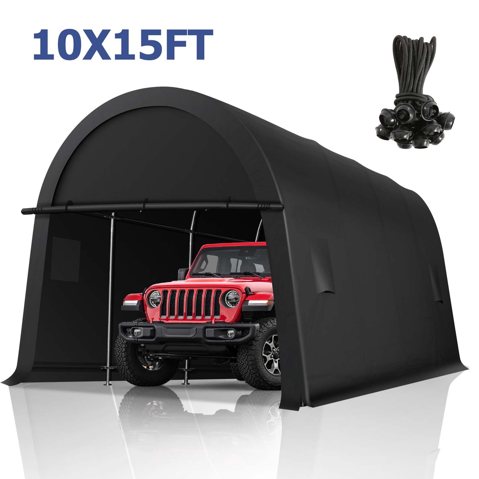 HOTEEL Carport Heavy Duty, Portable Garage Carport Canopy with All-Steel Metal Frame & Vents, Round Style Outdoor Storage Shed for Car, Truck, Boat, Patio Furniture Anti-Snow Waterproof