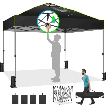 SANOPY 10' x 10' Outdoor Canopy Party Tent EZ Pop Up Canopy Commercial Instant Canopies Gazebo with Air Vent, 8 Stakes & 4 Ropes & 4 Sandbags for Beach Wedding Picnics Camping