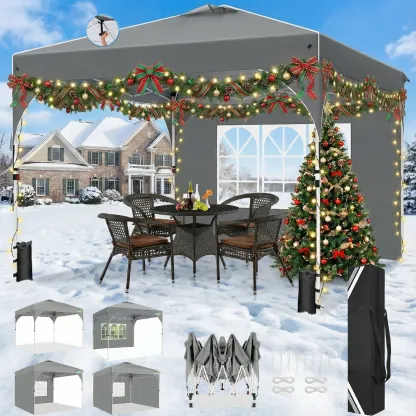 SANOPY 10' x 10' Pop up Canopy Tent, 1 Person Easy Set up Outdoor Canopy with One Push Center Lock, Air Vent, Fluorescent Tube & 4 Sandbags,Instant Sun Shelter Canopy Tents for Parties