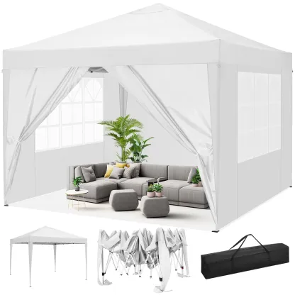 SANOPY 10' x 10' Straight Leg Pop-up Canopy Tent Easy Two Person Setup Instant Outdoor Canopy Folding Shelter with 4 Removable Sidewalls, Air Vent on The Top, 4 Sandbags, Carrying Bag, Black