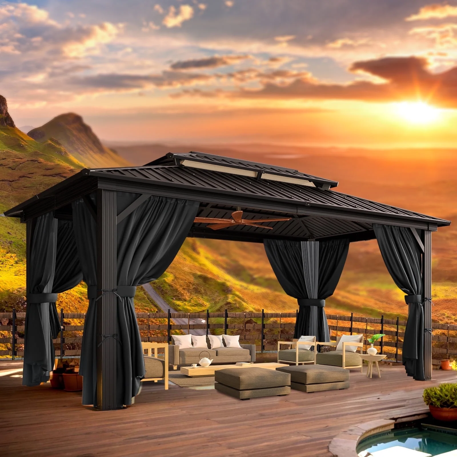 SANOPY 10'x12' Hardtop Gazebo Heavy Duty Outdoor Patio Permanent Gazeb