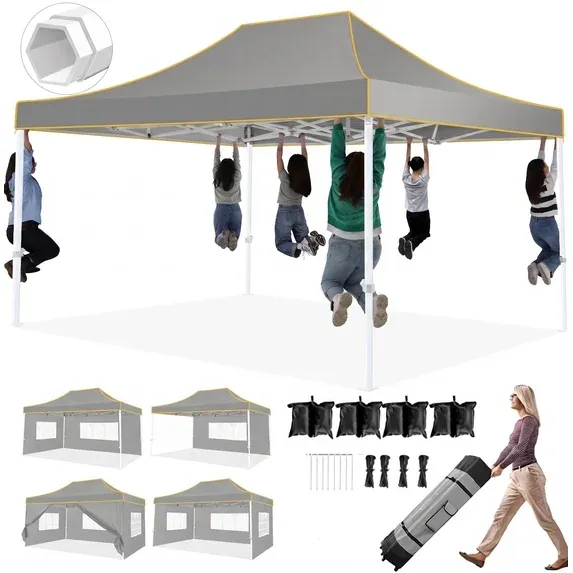 SANOPY 10x10 Heavy Duty Pop Up Canopy Tent with 4 Sidewalls, Commercial Instant Waterproof Canopy Tent, UV 50+ with Silver Coated, Upgraded Thickened Hexagonal Legs, White