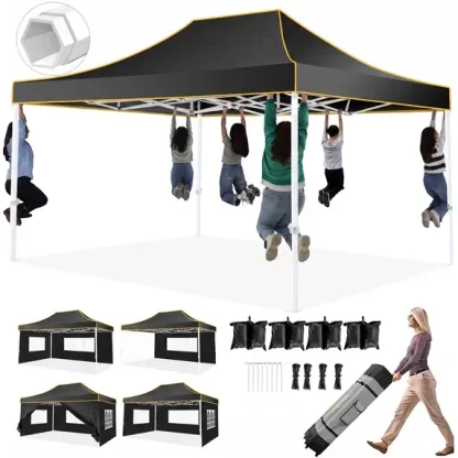 SANOPY 10x10 Heavy Duty Pop Up Canopy Tent with 4 Sidewalls, Commercial Instant Waterproof Canopy Tent, UV 50+ with Silver Coated, Upgraded Thickened Hexagonal Legs, White