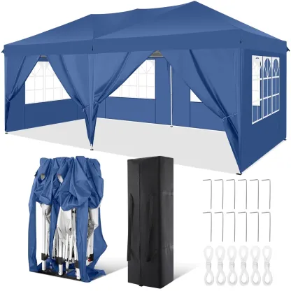 SANOPY 10' x 20' EZ Pop Up Canopy Tent Party Tent Outdoor Event Instant Tent Gazebo with 6 Removable Sidewalls and Carry Bag