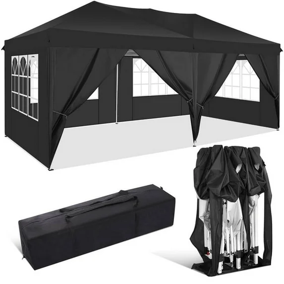 SANOPY 10' x 20' EZ Pop Up Canopy Tent Party Tent Outdoor Event Instant Tent Gazebo with 6 Removable Sidewalls and Carry Bag