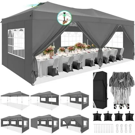 SANOPY 10' x 10' Straight Leg Pop-up Canopy Tent Easy Two Person Setup Instant Outdoor Canopy Folding Shelter with 4 Removable Sidewalls, Air Vent on The Top, 4 Sandbags, Carrying Bag, Black
