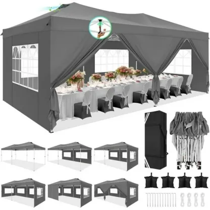 SANOPY 10' x 10' Straight Leg Pop-up Canopy Tent Easy Two Person Setup Instant Outdoor Canopy Folding Shelter with 4 Removable Sidewalls, Air Vent on The Top, 4 Sandbags, Carrying Bag, Black