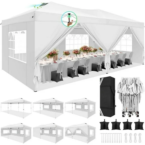 SANOPY 10' x 10' Straight Leg Pop-up Canopy Tent Easy Two Person Setup Instant Outdoor Canopy Folding Shelter with 4 Removable Sidewalls, Air Vent on The Top, 4 Sandbags, Carrying Bag, Black