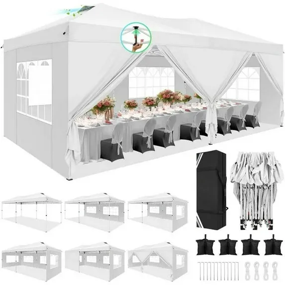 SANOPY 10' x 10' Straight Leg Pop-up Canopy Tent Easy Two Person Setup Instant Outdoor Canopy Folding Shelter with 4 Removable Sidewalls, Air Vent on The Top, 4 Sandbags, Carrying Bag, Black